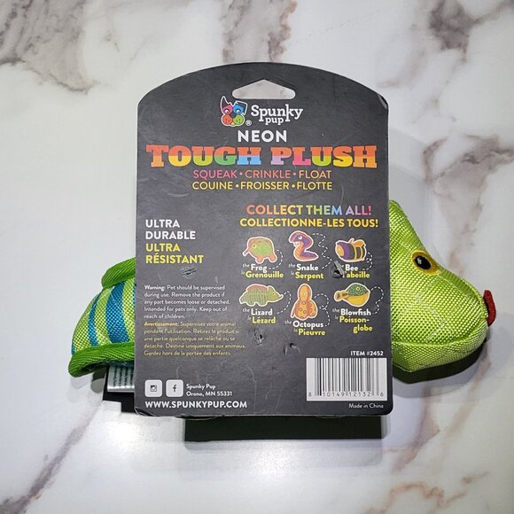 Spunky Pup "The Lizard" Neon Tough Plush Dog Toy Small- NWT - Picture 4 of 4